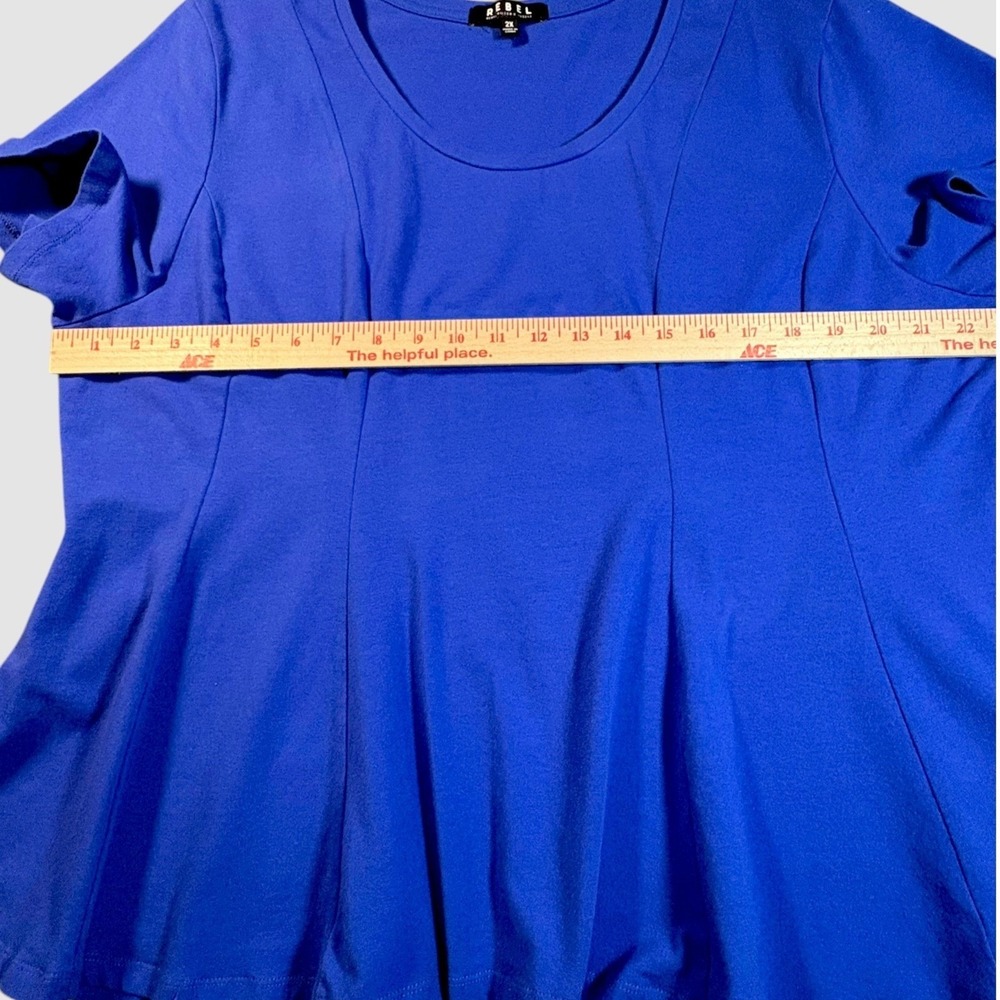 Rebel Wilson x Angels Womens 2X Blue‎ Structured Swing Blouse Cotton Stretch Top - Picture 5 of 10